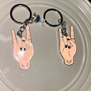 Rock On Hand Gesture Keychain Set